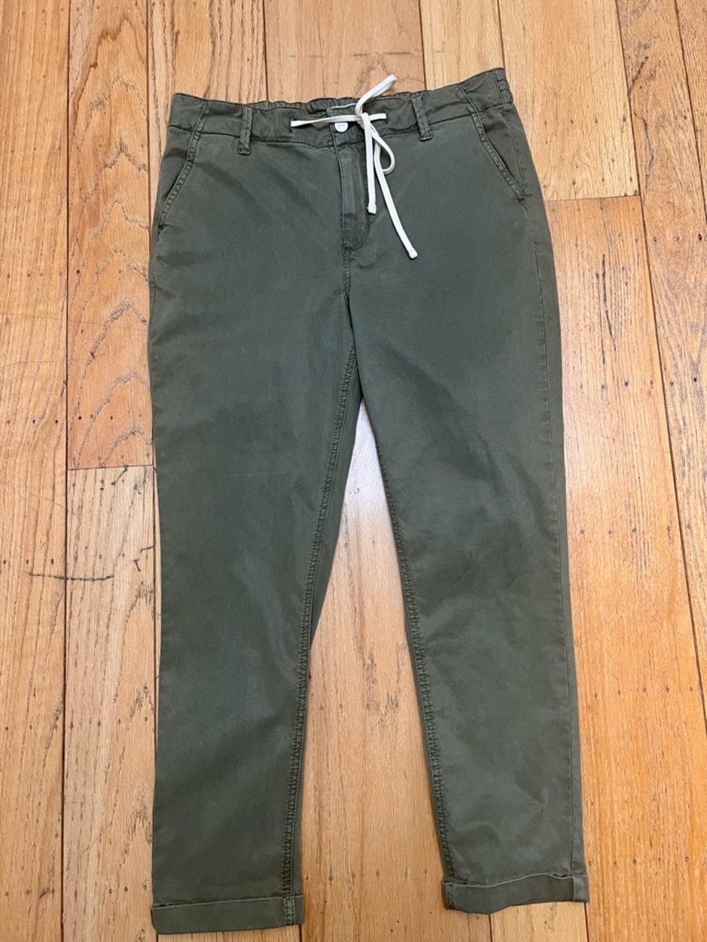 PAIGE Christy Pants Size 31 Olive Green Drawstring Ankle - Picture 5 of 6